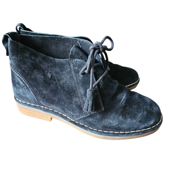 HUSH PUPPIES Women's Cyra Catelyn Ankle Boot sz 6 navy blue suede leather Fall - Picture 2 of 11